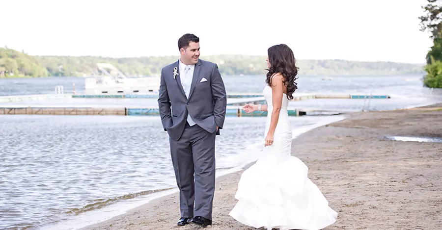 Bride and groom on the beach