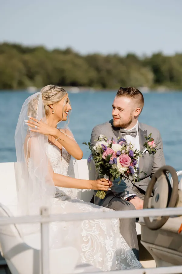 Bride and groom on the boat