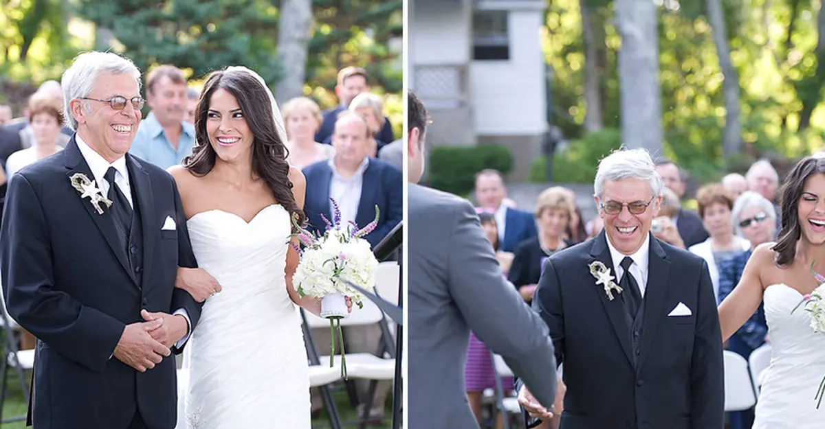 Father walking the bride down the aisle